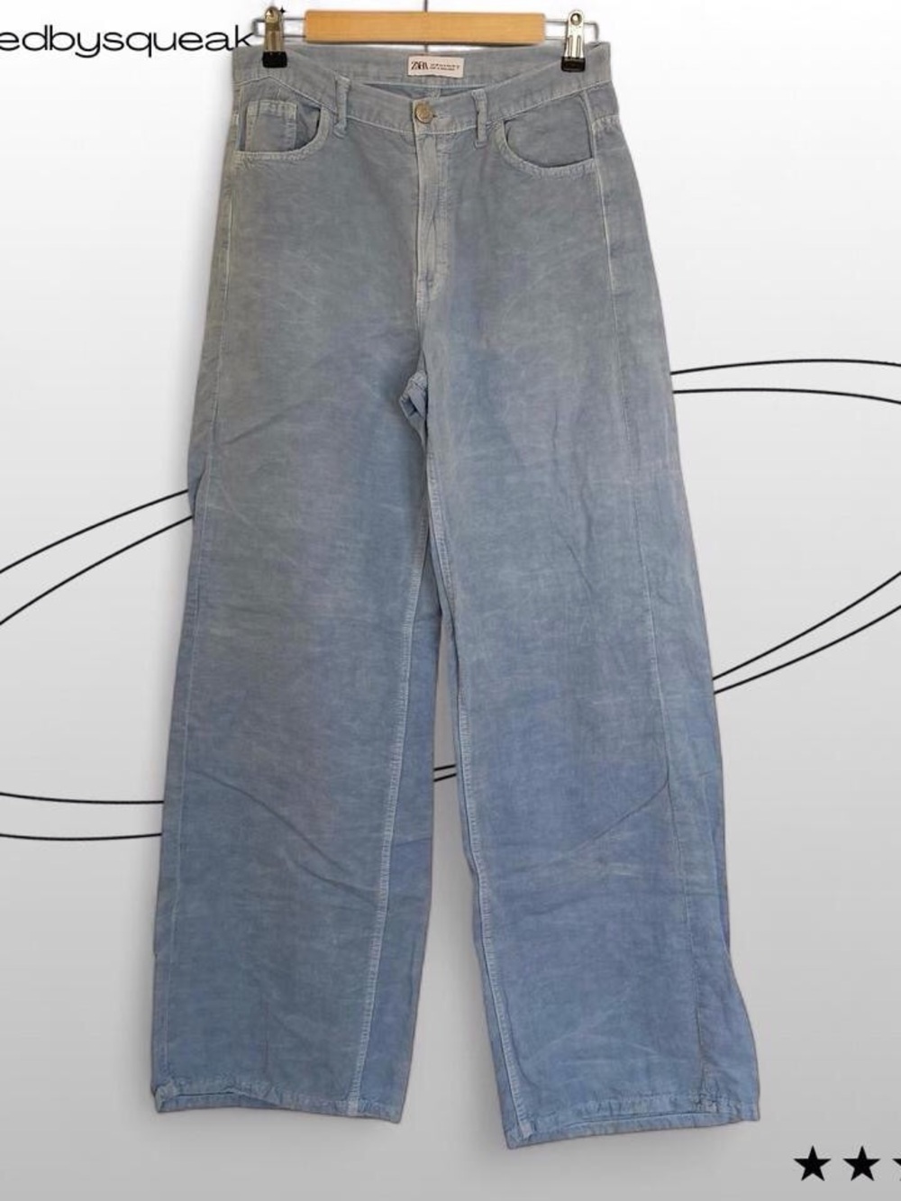 Zara Blue Lightwash High Rise Wide Leg Pants 6 Small Boho Travel